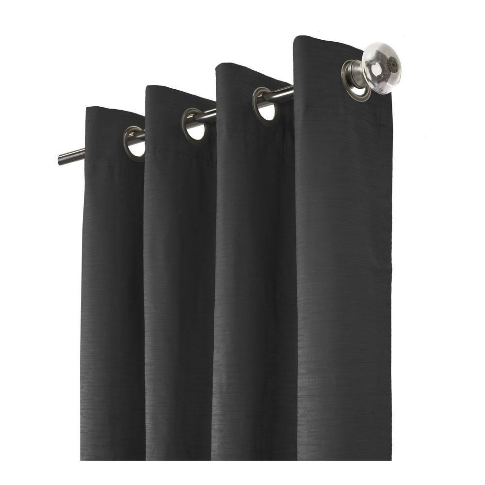 Commonwealth Shadow Grommet Dressing Window Curtain Panel - 52x95", Black