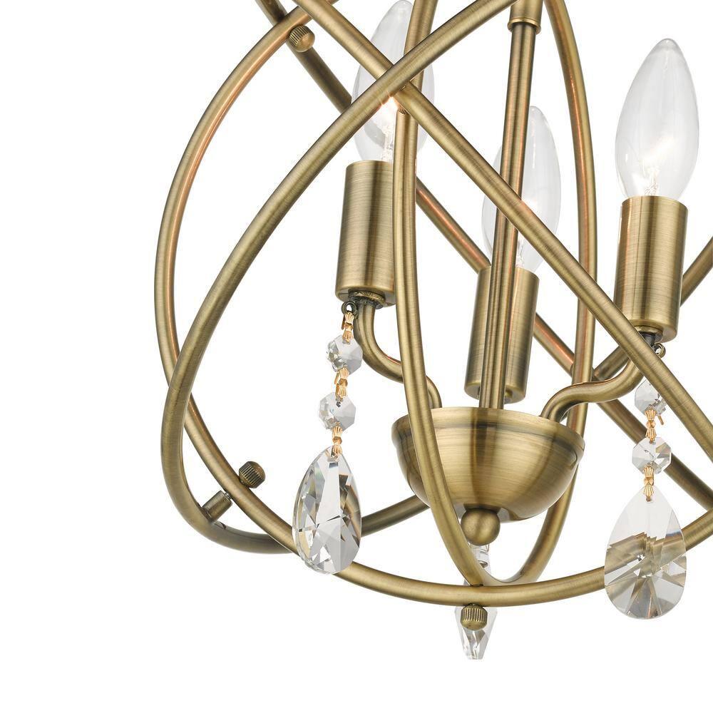 Livex Lighting Aria 3 - Light Chandelier in  Antique Brass