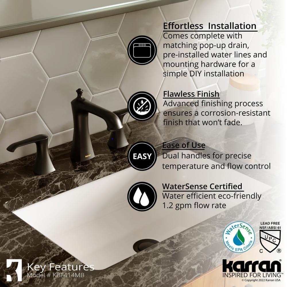 Karran Woodburn 8 In. Widespread 2-Handle Bathroom Faucet With Matching Pop-up Drain