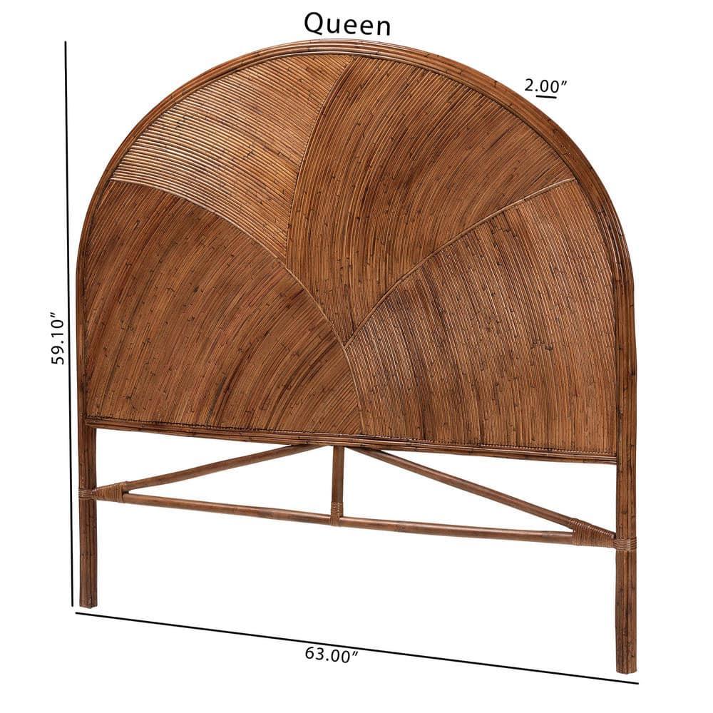 bali & pari Queen Seana Rattan Standalone Headboard Dark Brown: No Assembly, MDF Frame, Spot Clean