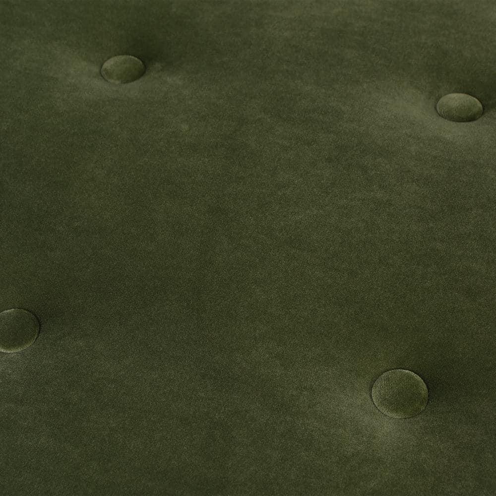 Jennifer Taylor Home Jared Roll Arm Tufted Bench Settee, Olive Green Velvet