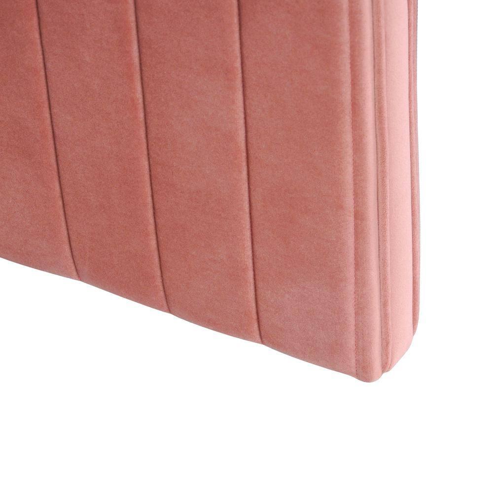 Modern Channel Ottoman Blush Velvet - HomePop: Upholstered, Tufted, Luxury Seating