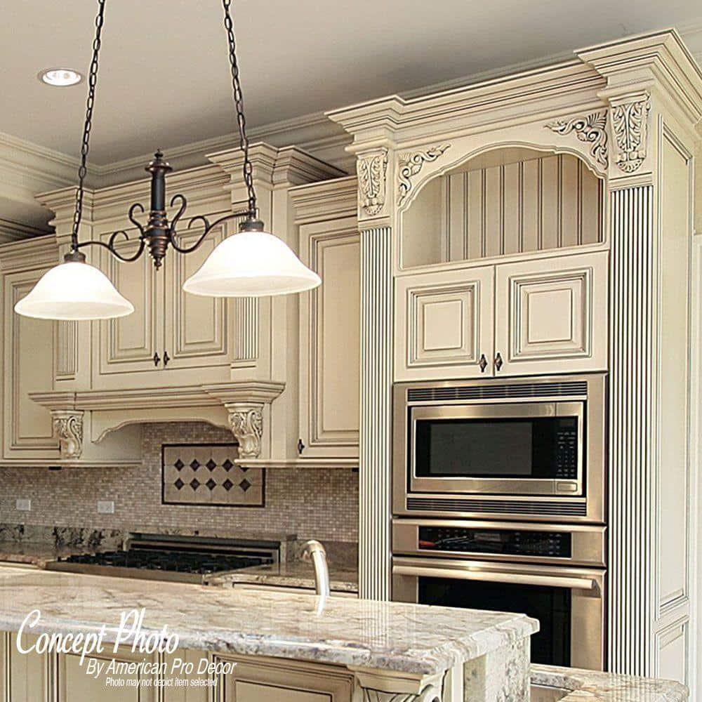 Architectural Products by Outwater L.L.C. 7-1/8 in x 2-3/4 in x 1-3/8 in Unfinished Hand Carved Solid Acanthus Leaf Wood Corbel
