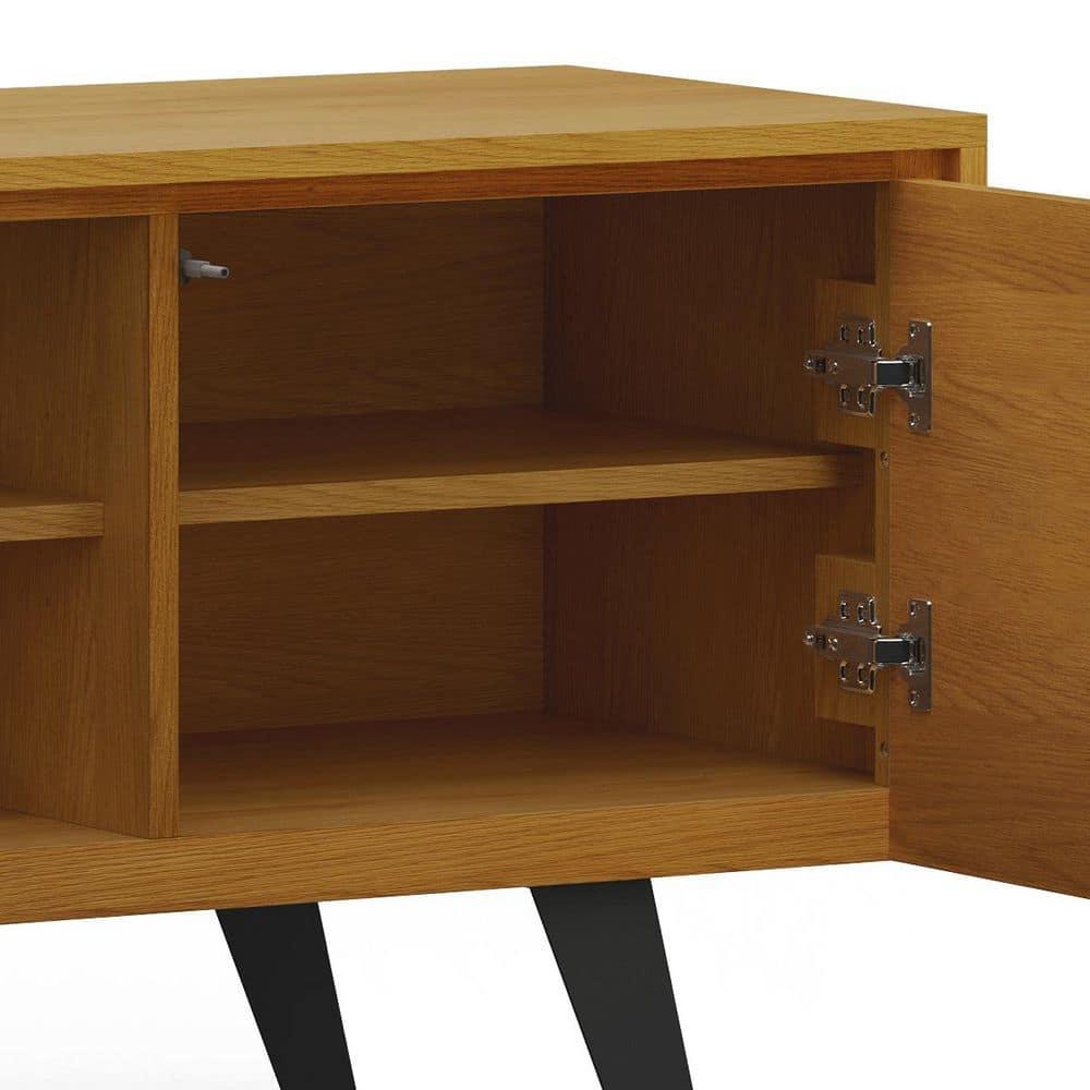 Simpli Home Lowry 63"W Solid Wood Modern Industrial TV Stand for TVs up to 70" with Storage
