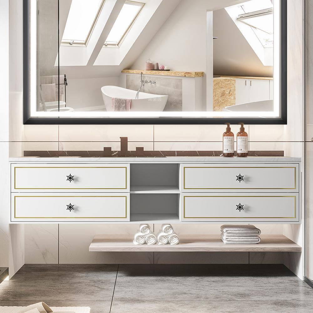 AMANI Eleen 96 In. W X 23 In. D X 22 In. H Bath Vanity Cabinet Without Top