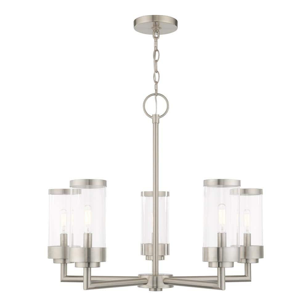 Taylen 5 - Light Stainless Steel Cylinder Chandelier