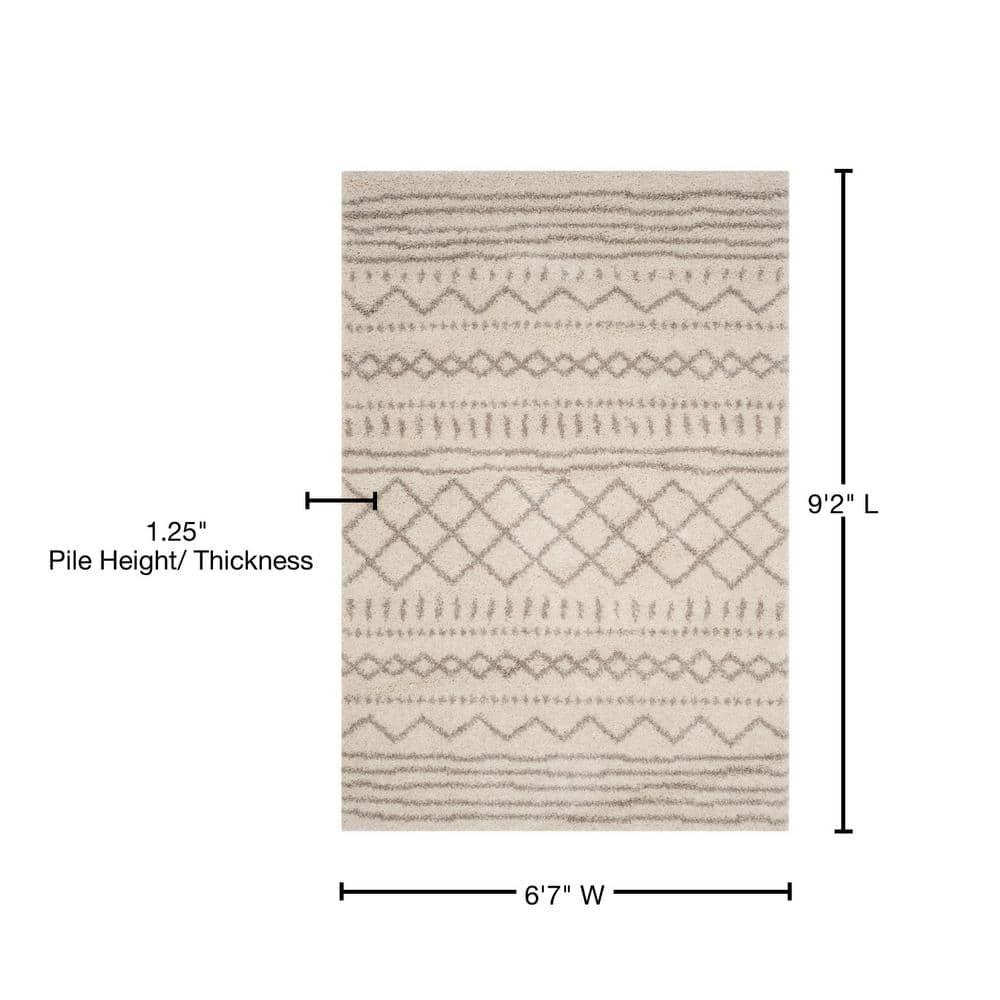 Arizona Shag ASG741 Power Loomed Indoor Area Rug - Ivory/Beige - 6'7"x9'2" - Safavieh