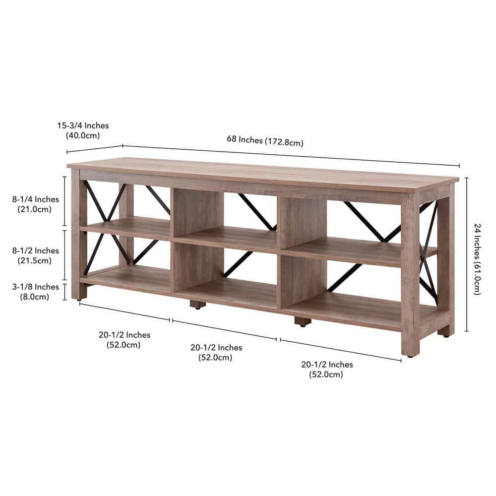 Evelyn&Zoe Sawyer Rectangular TV Stand for TV's up to 75", Gray Oak