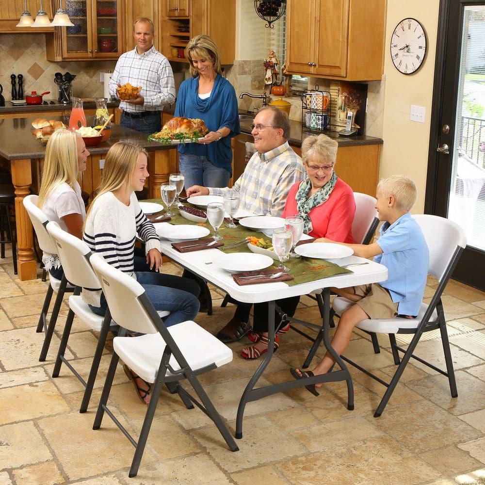 Lifetime 6 Foot Rectangle Folding Table Indoor/Outdoor Commercial Grade, White Granite (80306)