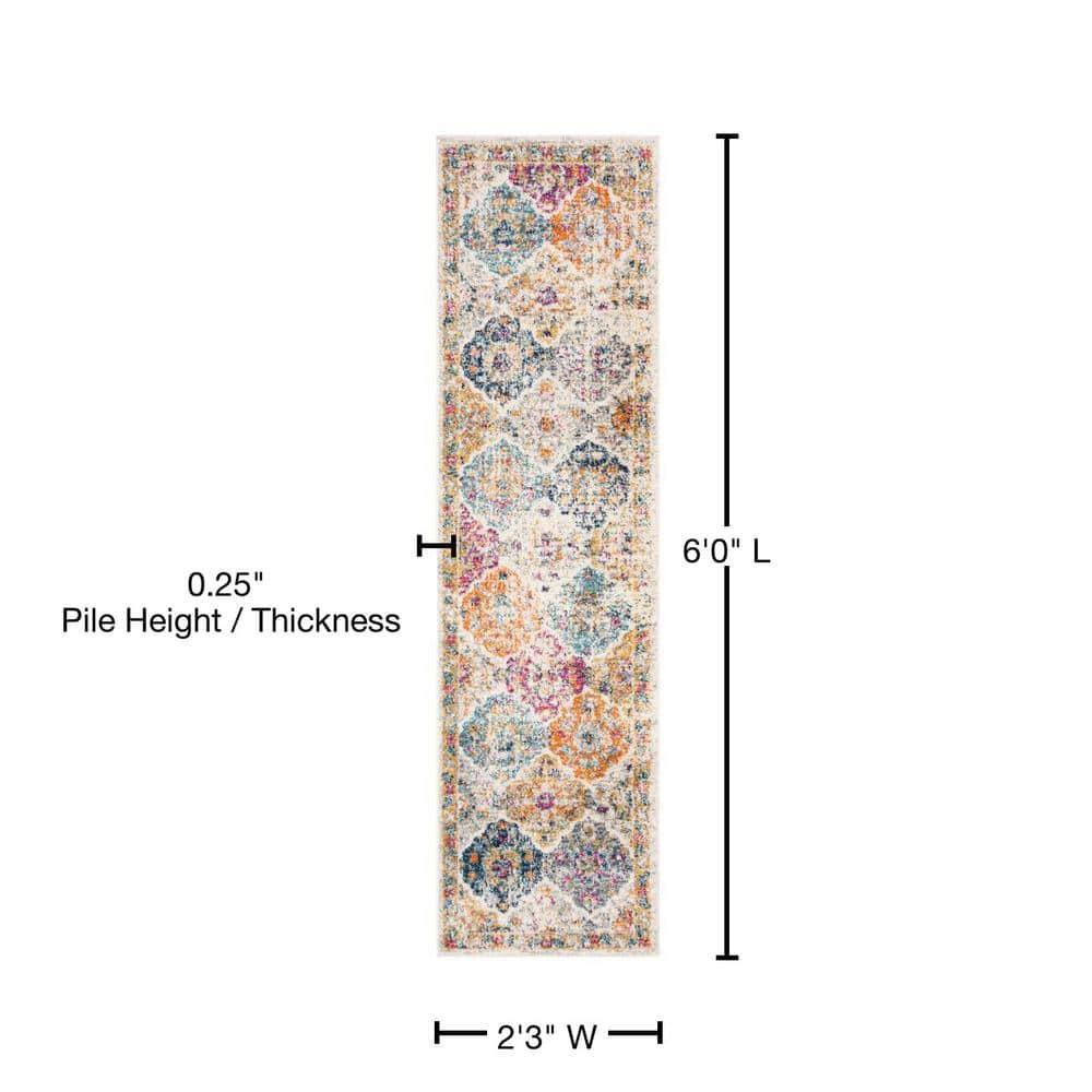 Madison MAD611 Power Loomed Indoor Runner Rug - Cream/Multi - 2'3"x6' - Safavieh