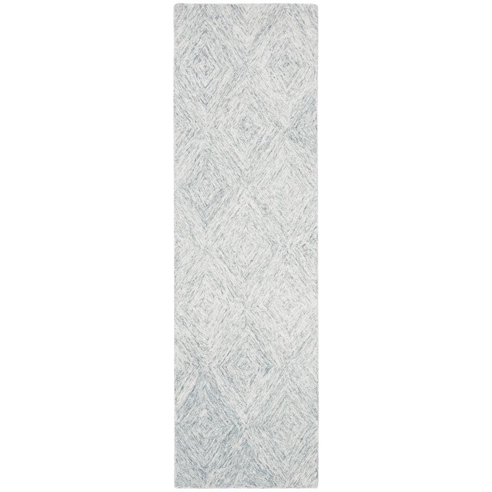 Abstract ABT767 Hand Tufted Runner Rug - Silver - 2'3" X 8' - Safavieh.