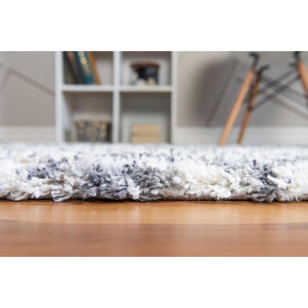 Unique Loom Hygge Shag Collection Area Rug - Diamond (9' x 12' 2" Rectangle, Gray/ Beige)