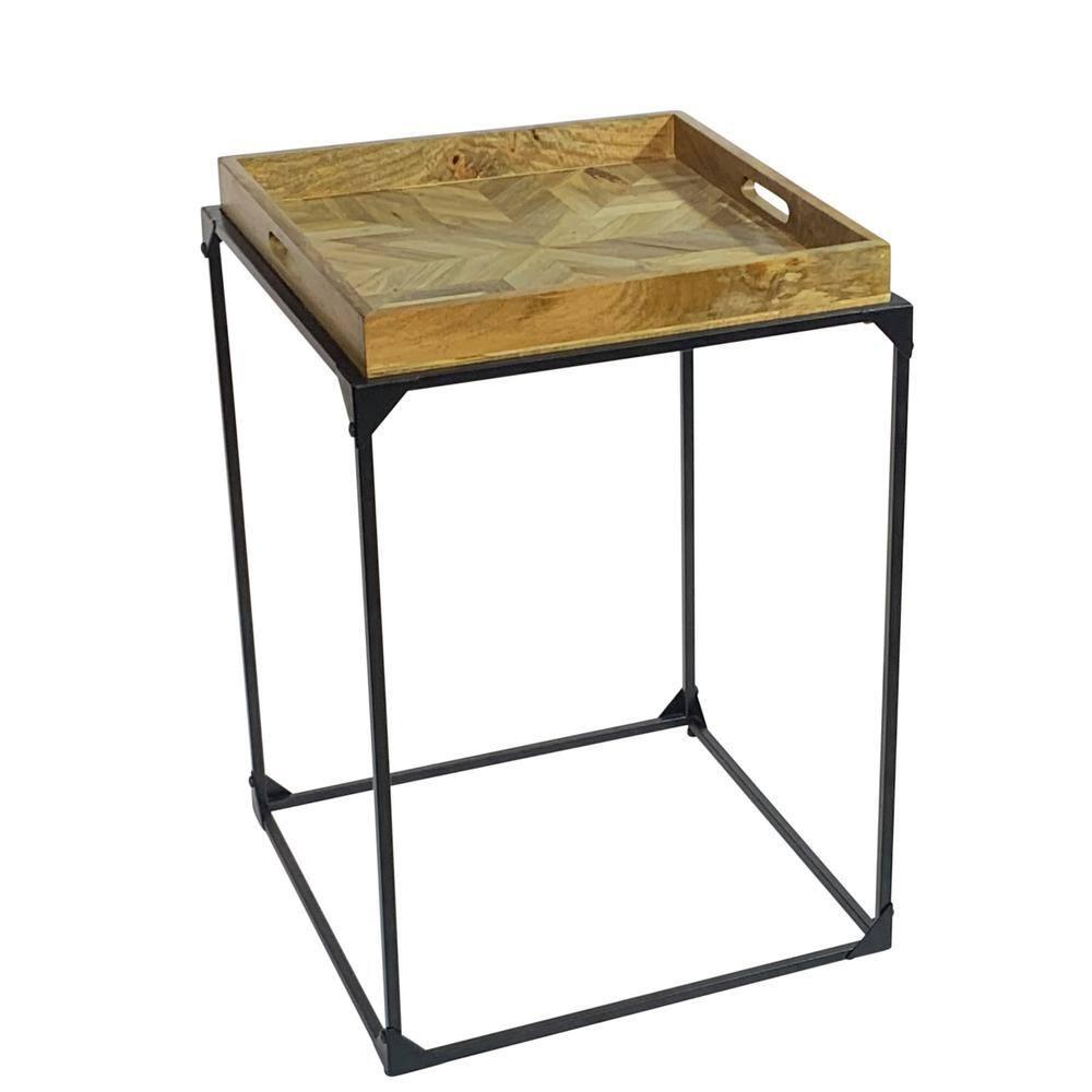 Carolina Living Cooper Tray Table - Inlay Natural - Black