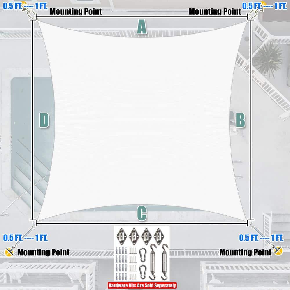 Amgo 12' x 18' White Rectangle Sun Shade Sail Canopy Awning UPF50+ AGTAPR0810, 95% UV Blockage, Water & Air Permeable, Commercial and Residential, 3 Years Warranty (We Make Custom Size)