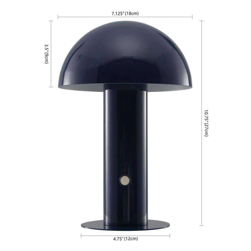 JONATHAN Y JYL7115E Boletus 10.75" Contemporary Bohemian Rechargeable/Cordless Iron Integrated Portable LED Mushroom Table Lamp, Modern, Coastal for living room, dinning room, bedroom, Navy