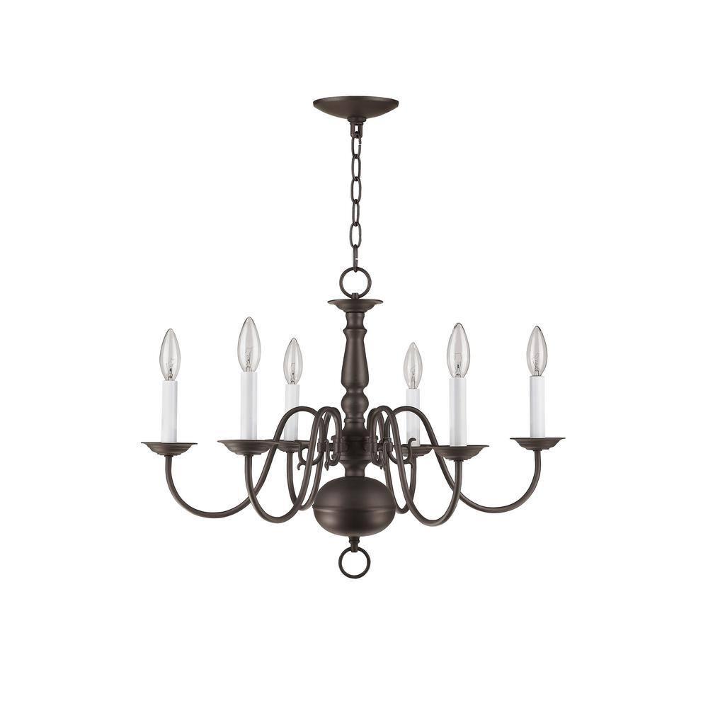 Livex Lighting Williamsburgh 6 - Light Chandelier in  Bronze