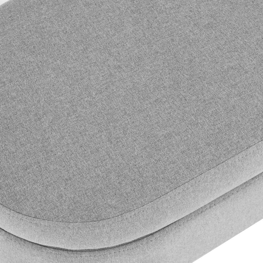 Sumdeal 43.5" Storage Ottoman Bench with 250lb Seating, Linen Upholstered Wood Legs Safety Hinge Flip Top Oval Foot Rest Long Stool for Sofa Couch Bedroom End of Bed Living Room Entryway, Grey
