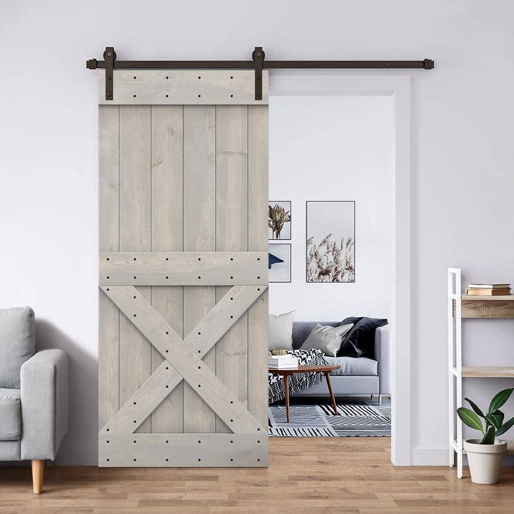 Calhome 84'' Solid Wood Barn Doors Painted