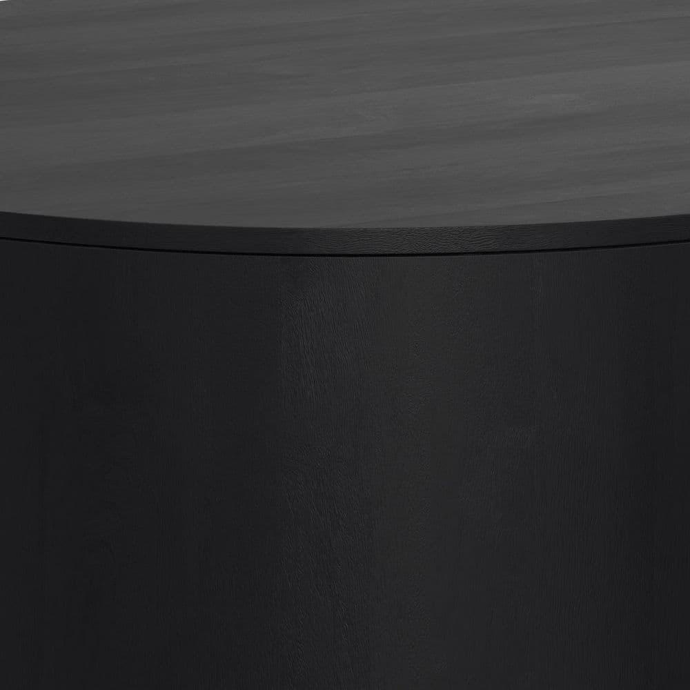 Simpli Home Millbury 36"W Solid Mango Wood Contemporary Round Drum Coffee Table, Fully Assembled