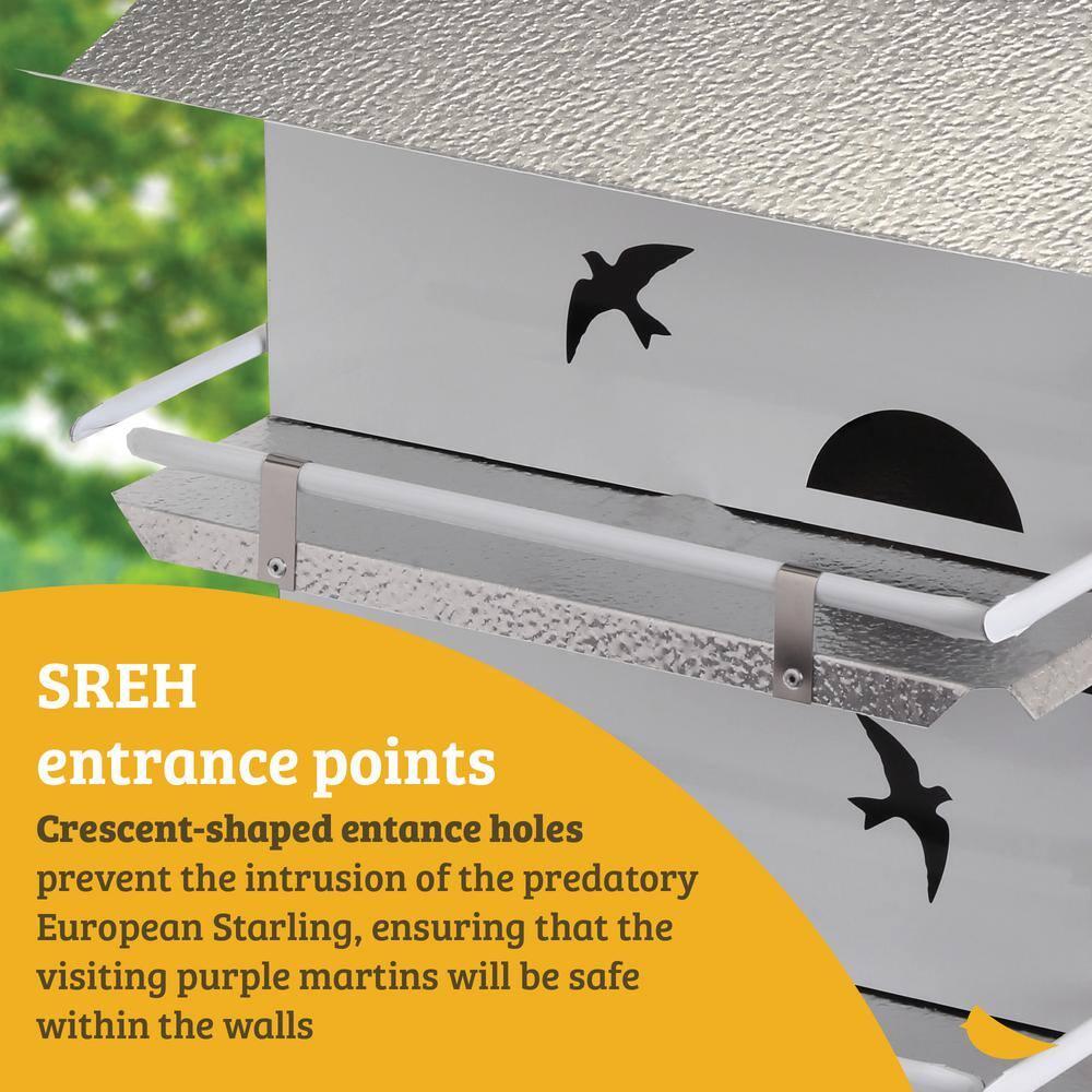 Birds Choice 20" Silver Purple Martin House Watersedge Suites: Aluminum, Weather-Resistant, Pole Mount