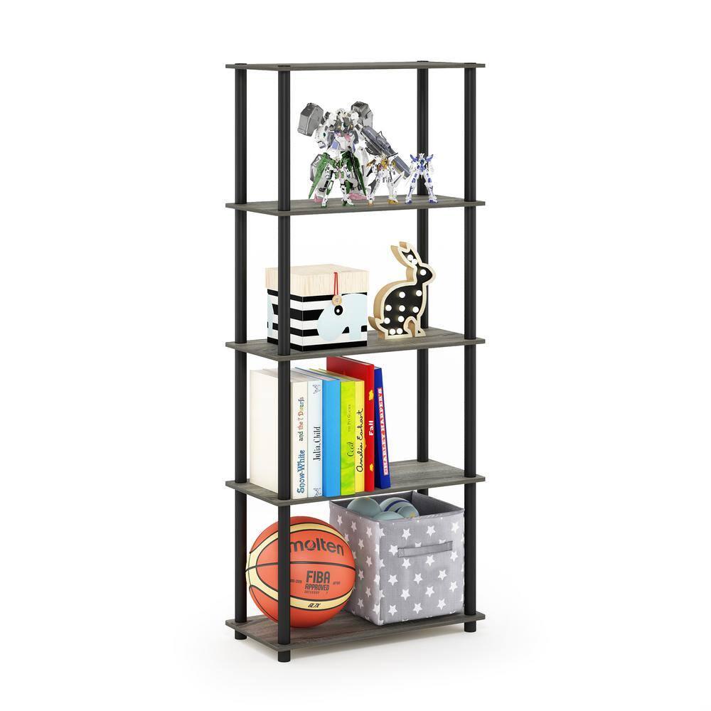 Furinno 5-Tier Tall Decorative Bookshelf Storage Bookcase Open Multipurpose Shelves Display Rack for Living Room&Home Office,Light Cherry/Black