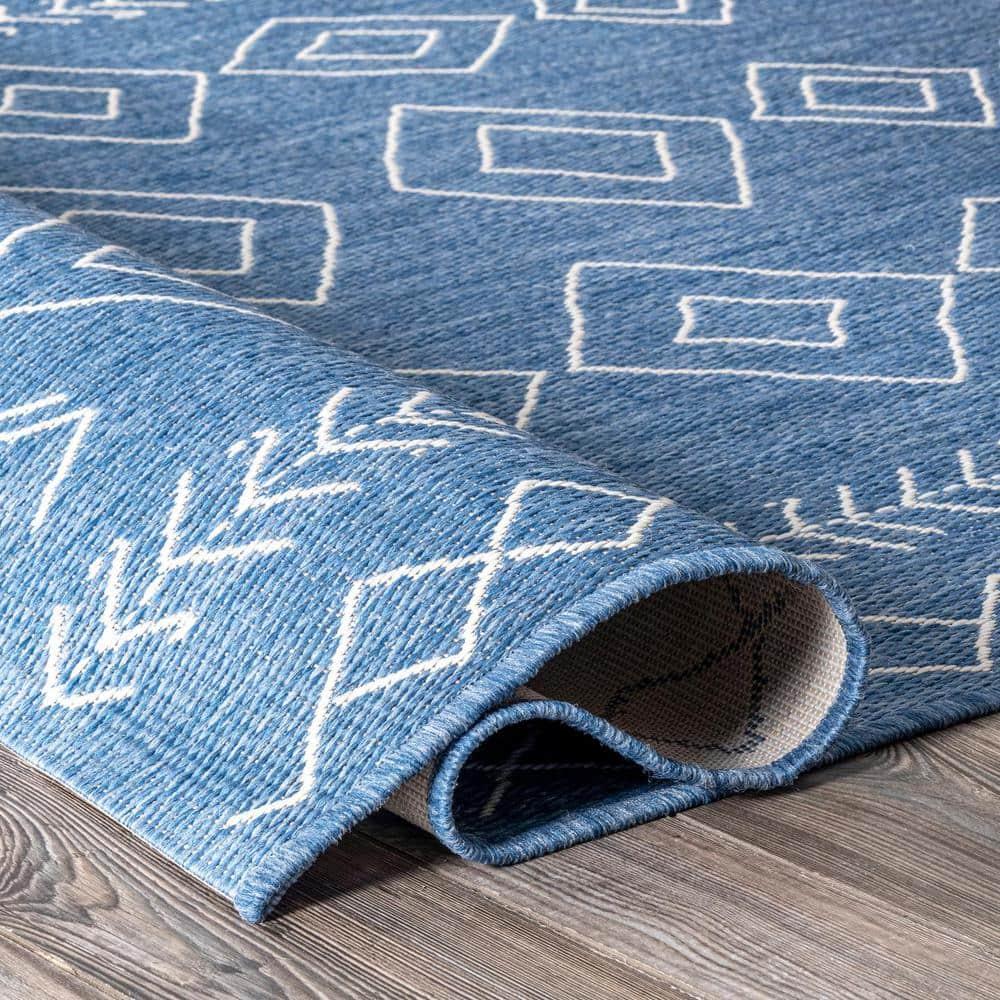 Nuloom Serna Diamond 11x15 Indoor/Outdoor Area Rug for Living Room Patio Deck Front Porch Kitchen, Blue/Ivory