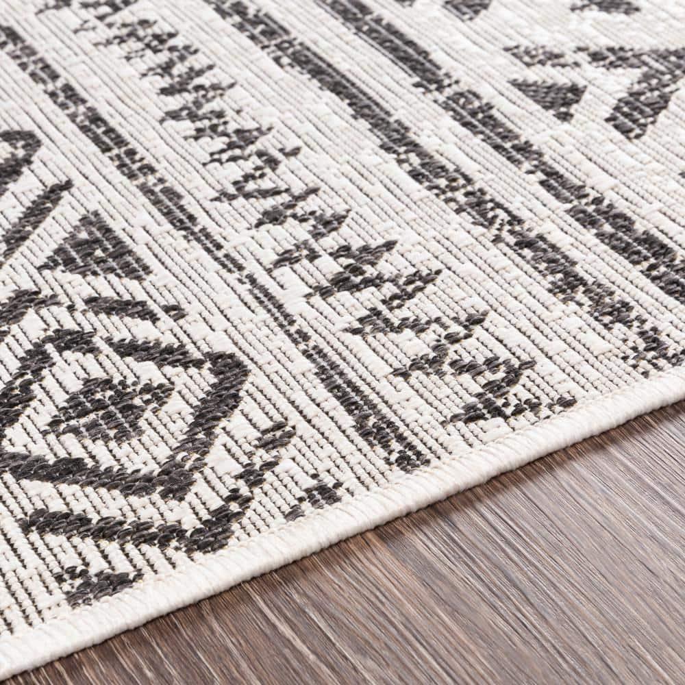 Livabliss Eagean Global Indoor/Outdoor Area Rug,5'3" x 7'7",Charcoal