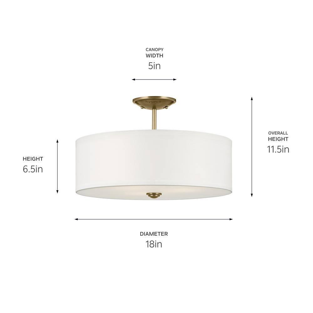 Kichler Lighting Shailene 3 - Light Semi-Flush Mount in  Natural Brass