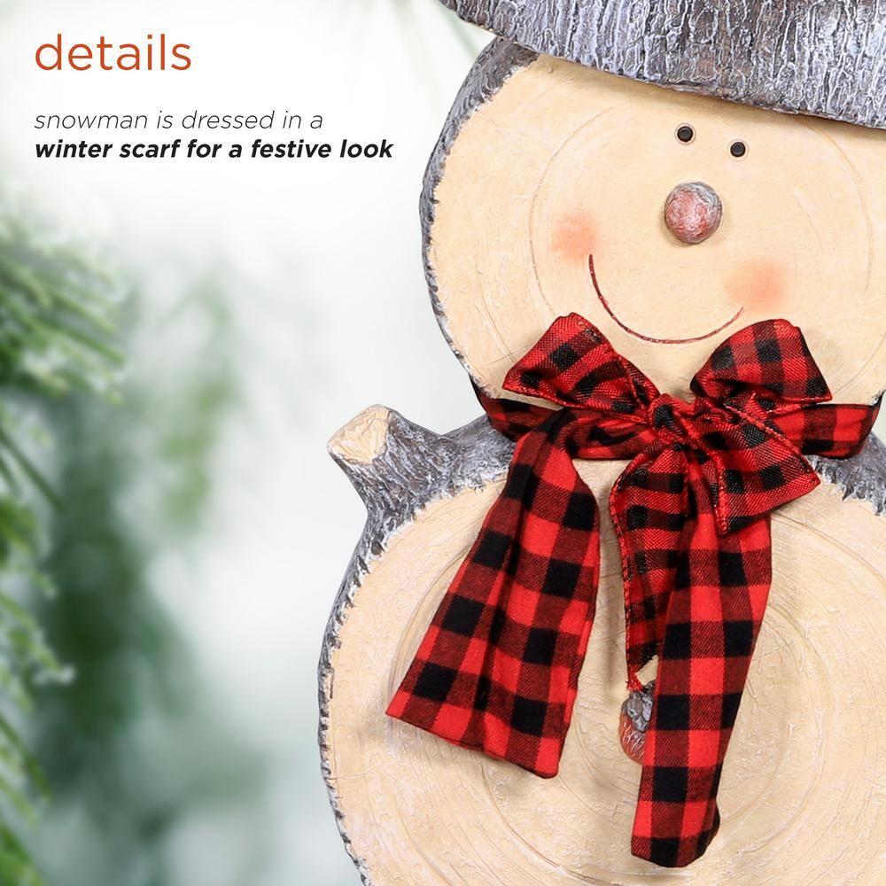 Alpine Corporation 16" x 9" x 38" Wooden Snowman Holiday Statue, Brown/Tan