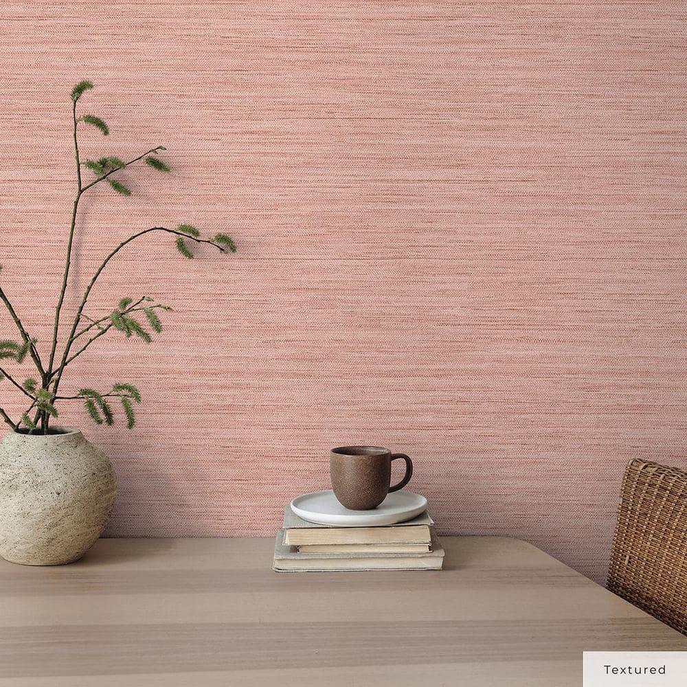 Tempaper & Co.® Fauz Horizontal Grasscloth Removable Peel and Stick Wallpaper, Textured Salmon, 28 sq. ft.: Vinyl, Prepasted