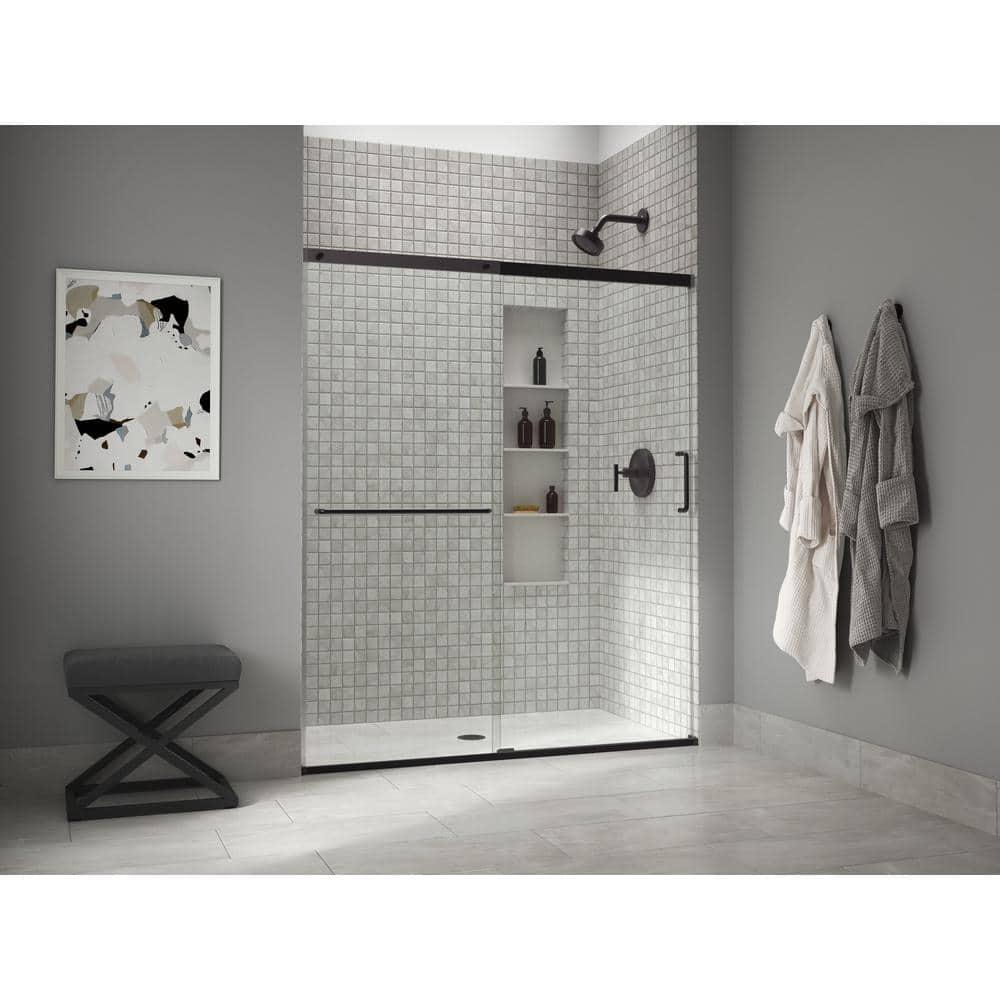 Elate Sliding Shower Door, 70-1/2-In H X 56-1/4 - 59-5/8-In W, With 1/4-In Thick Crystal Clear Glass