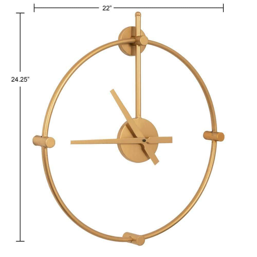 Kate and Laurel Lidor Round Metal Wall Clock, 22x25, Gold