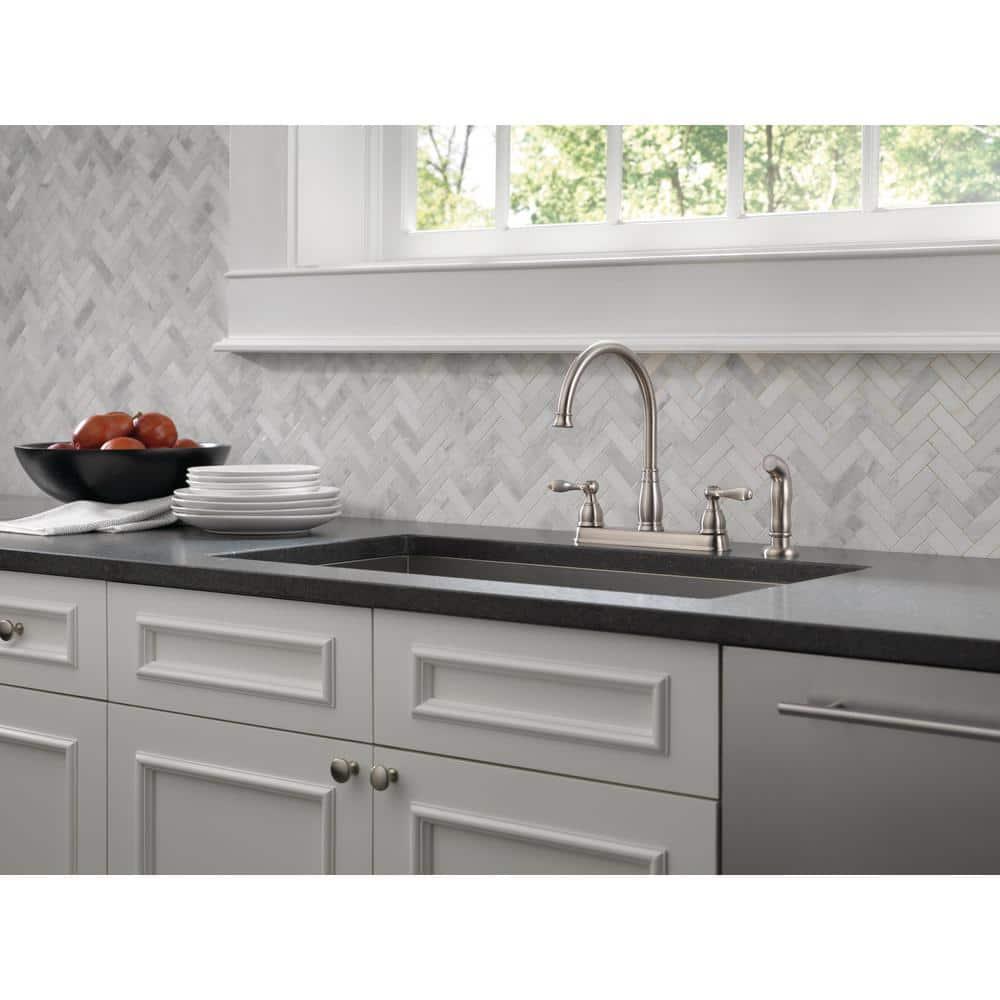 Windemere Two-Handle Kitchen Sink Faucet with Side Sprayer, 3-Hole Kitchen Faucet
