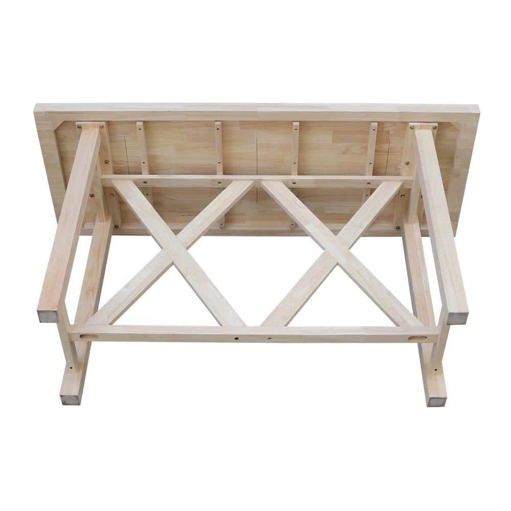 Paul Bar Height Table Unfinished - International Concepts: Solid Wood, 42" High, Rectangular, Seats 4