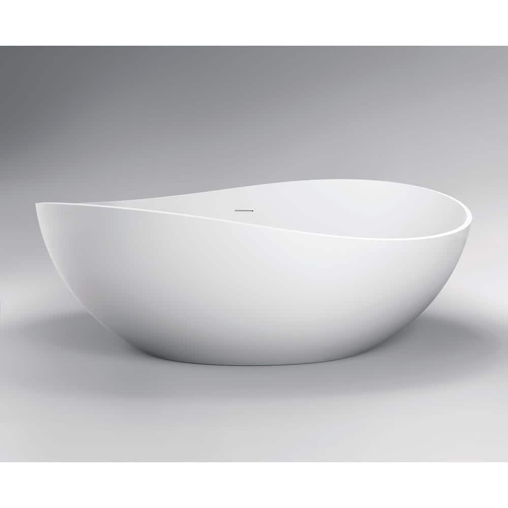 Vanity Art 63" x 37" Freestanding Soaking Stone Bathtub VA6918-ML