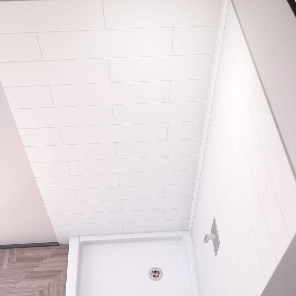 DreamLine DreamLine DreamStone 36 in. D x 36 in. W Base and Wall Kit in White Modern Subway Pattern BWDS36362MC0001