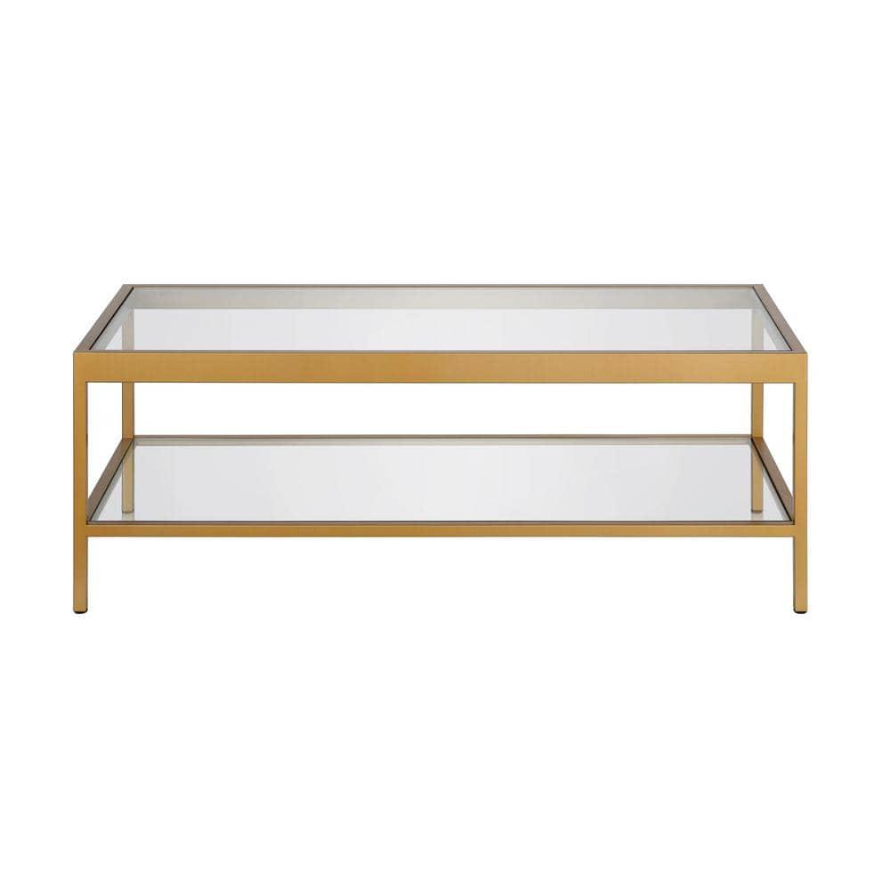 Evelyn&Zoe Alexis 45" Wide Rectangular Coffee Table, Brass