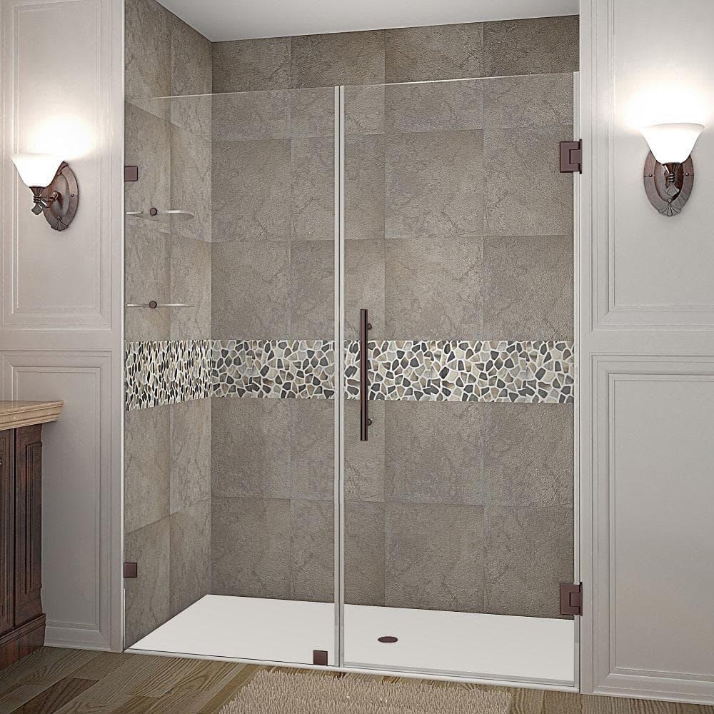 Aston Nautis GS 58.25" - 59.25" x 72" Hinged Frameless Shower Door SDR990-NBR-59-10