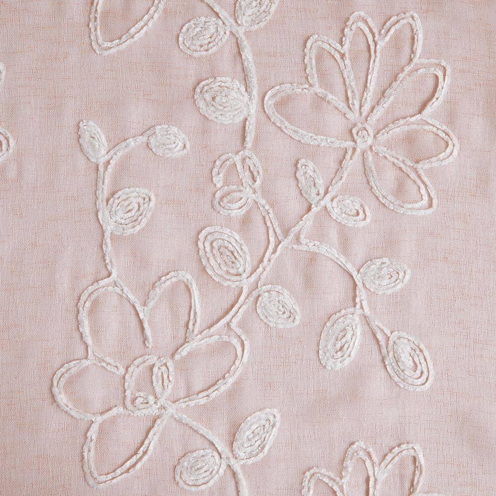 Dainty Home Rita 2-pack Linen Textured Grommet Window Panels With 3d Chenille Floral Embroidery Blush 76" W x 84" L