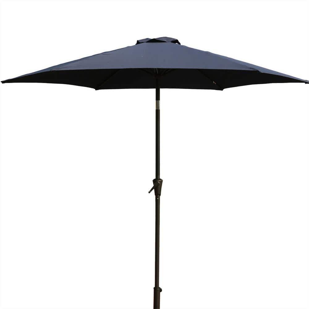 8 ft. Navy Blue Aluminum Market Umbrella with Black Pole and Resin Base
