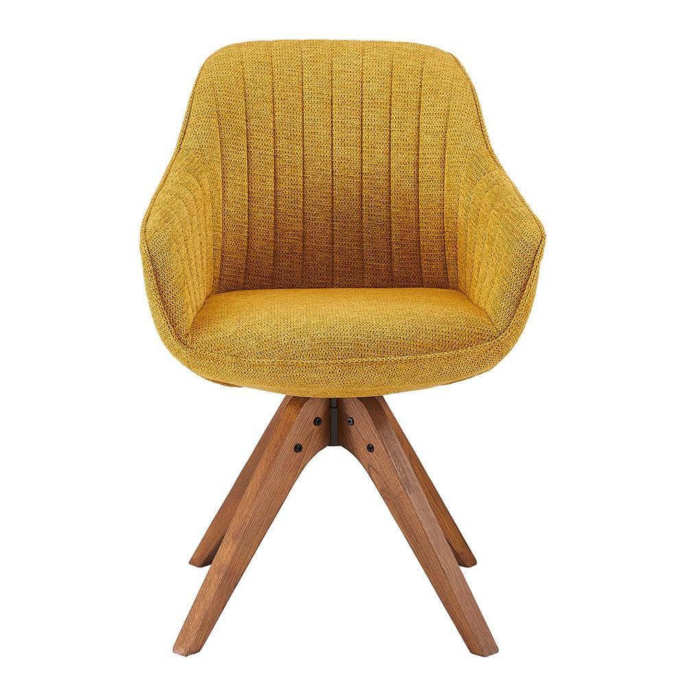 Art Leon Modern Swivel Fabric Accent Desk Chair with Beech Wood Legs, Yellow
