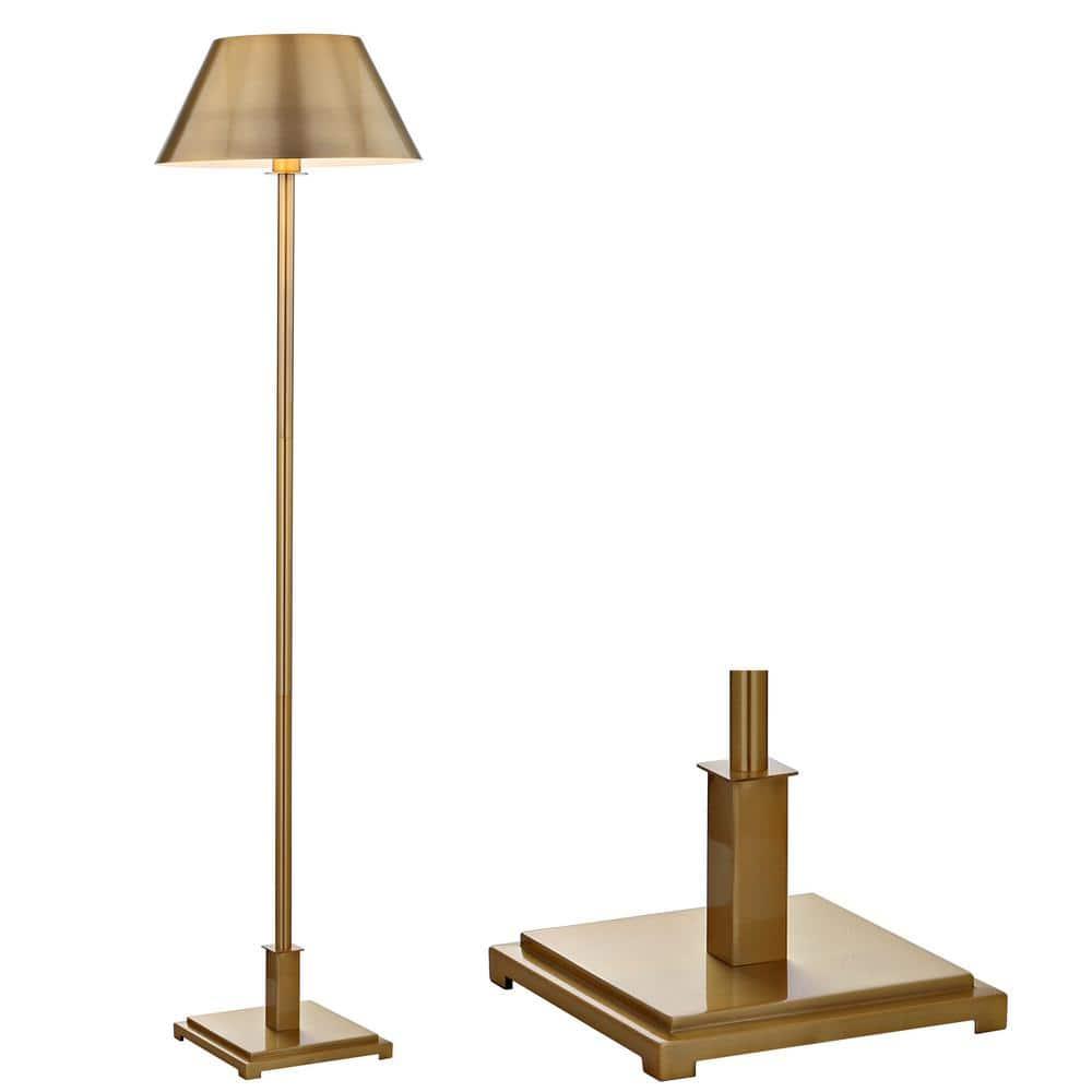 JONATHAN Y JYL6005B Roxy 60" Metal LED Floor Lamp, Contemporary, Transitional for living room, dinning room, bedroom, office Bulb Included, Brushed Brass