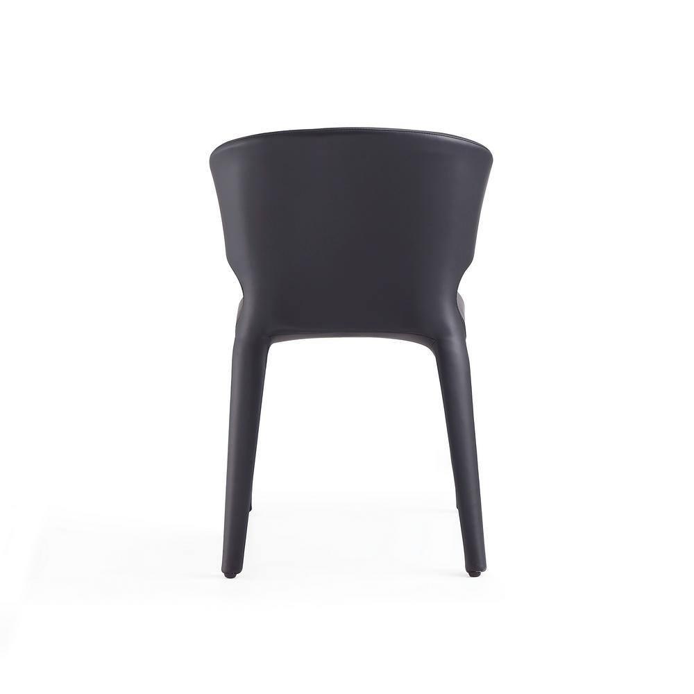 Set of 2 Conrad Faux Leather Dining Chairs Black - Manhattan Comfort: Mid-Century Modern, Metal Frame, Contoured Back