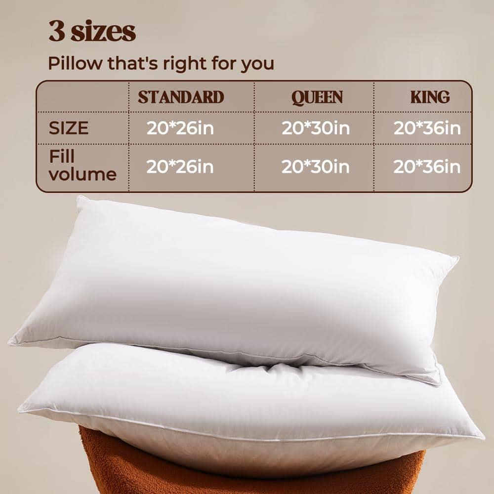 puredown® Goose Feathers Bed Pillows, 100% Cotton Cover, Queen Size Hotel Collection Pillows Set of 2 for Sleeping with Silver Piping, Feather and Polyester Filling