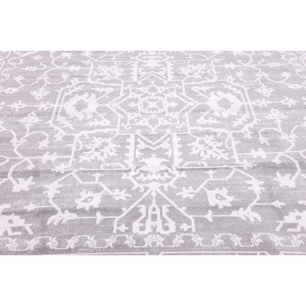 Unique Loom New Classical Collection Area Rug - Olympia (8'  Square Light Gray/Ivory)