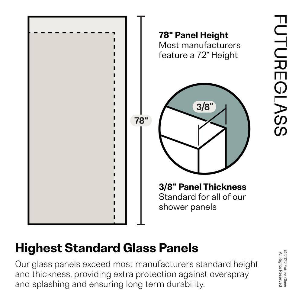 Illume 59 in. x 37 in. x 78 in. 90-degree Fully Frameless Wall Hinged Glass Shower Enclosure