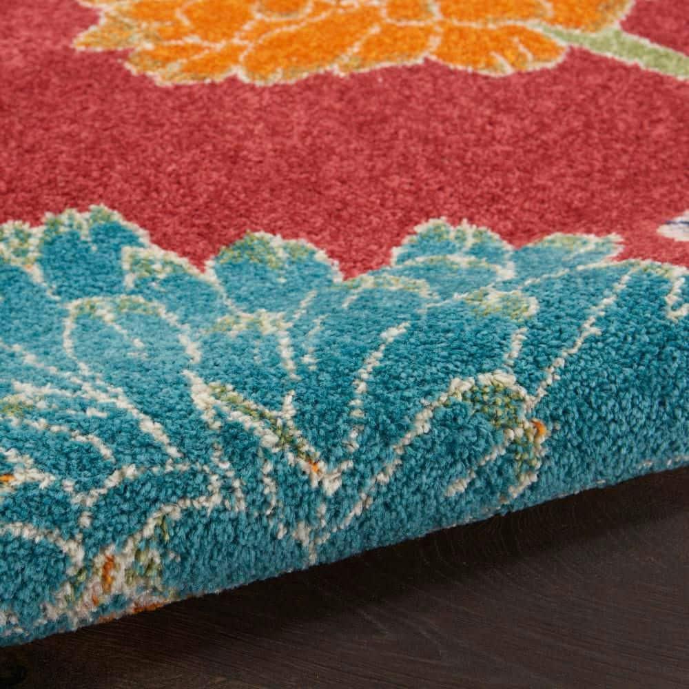 Nourison Allur Oversized Flowers Indoor Area Rug Red Multicolor 5'3" x 7'3"