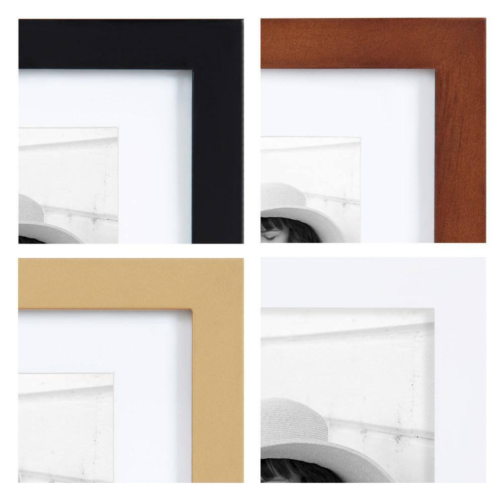 Kate and Laurel Gallery Mid-Century Wood Wall Frame Set, Set Of 10, Walnut Brown, Gold, Black, and White