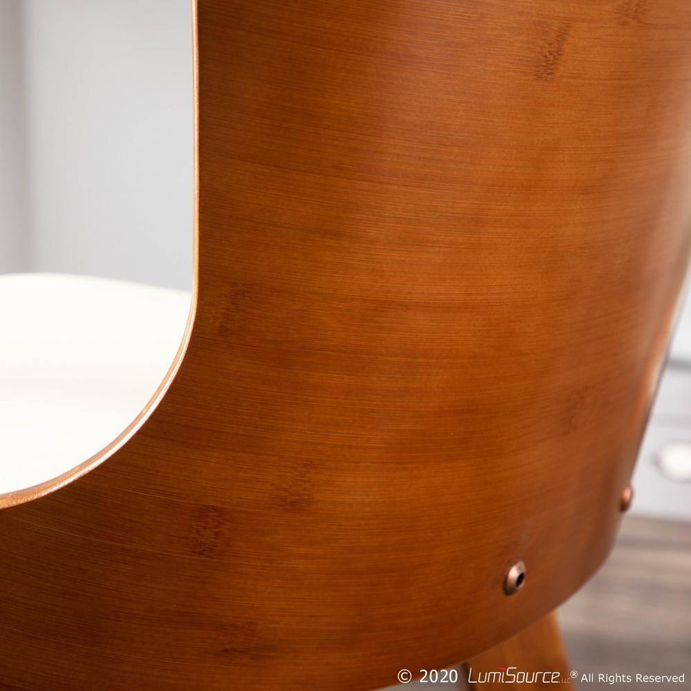 LumiSource Bocello Mid-Century Modern Chair Cream/Walnut: Faux Leather, Wood Frame, Floor Protectors