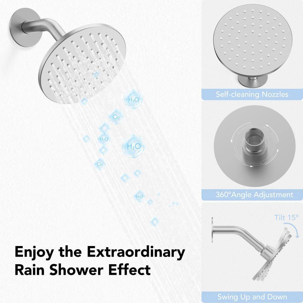 Thermostatic Shower Faucet System,12" & 6" Dual Shower Head with Rough-In Valve